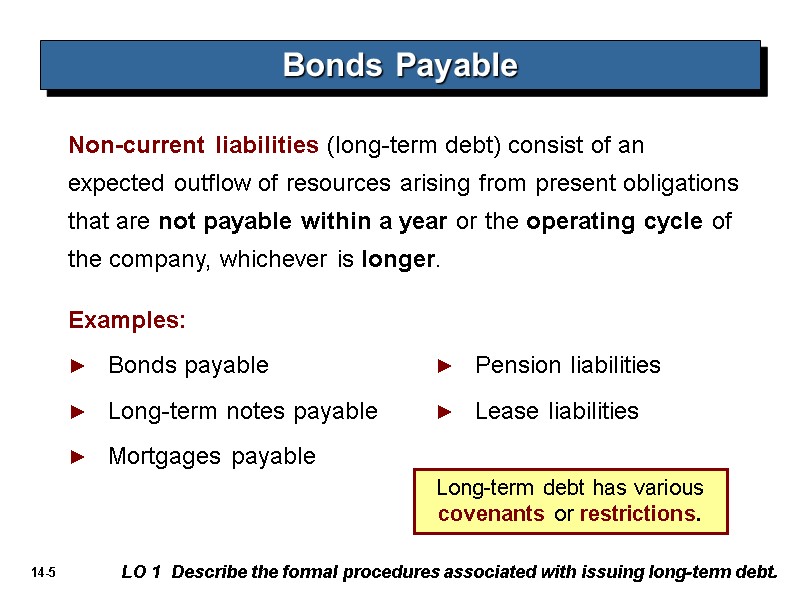 Bonds Payable Non-current liabilities (long-term debt) consist of an expected outflow of resources arising